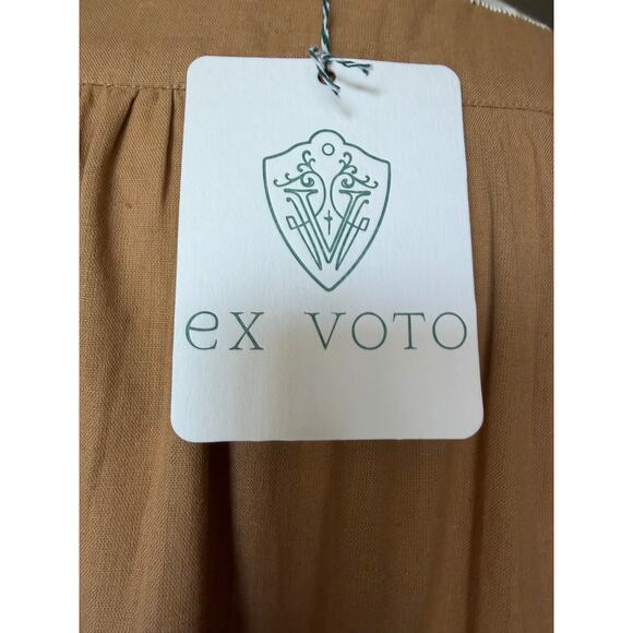 Ex Voto Ivy Caftan Doe Color Ivory Embroidery Off-White Rope Belt NWT Large - Picture 10 of 15